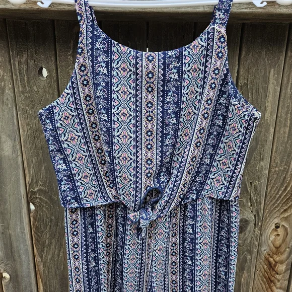 Knit Works Blue Patterned Sleeveless Jumpsuit Girls Size 14 - Picture 13 of 14